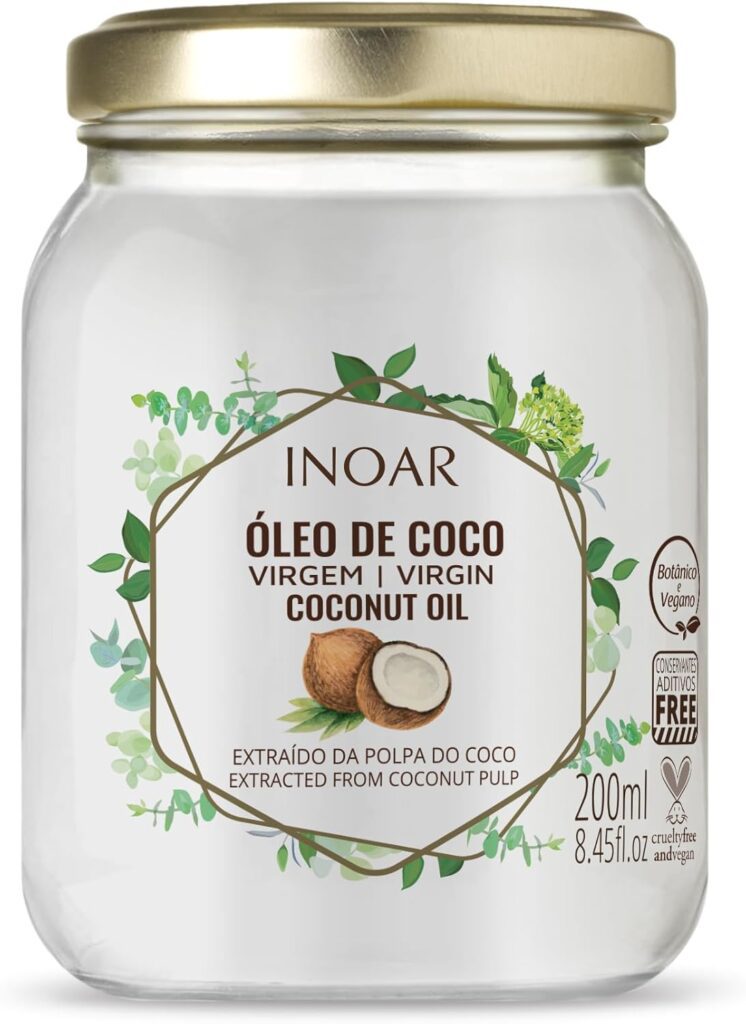 Inoar, Óleo de Coco Extra Virgem, Hidratação Profunda, Força e Nutrição para Todos os Tipos de Cabelos, Vegano e Botânico - 200ml
