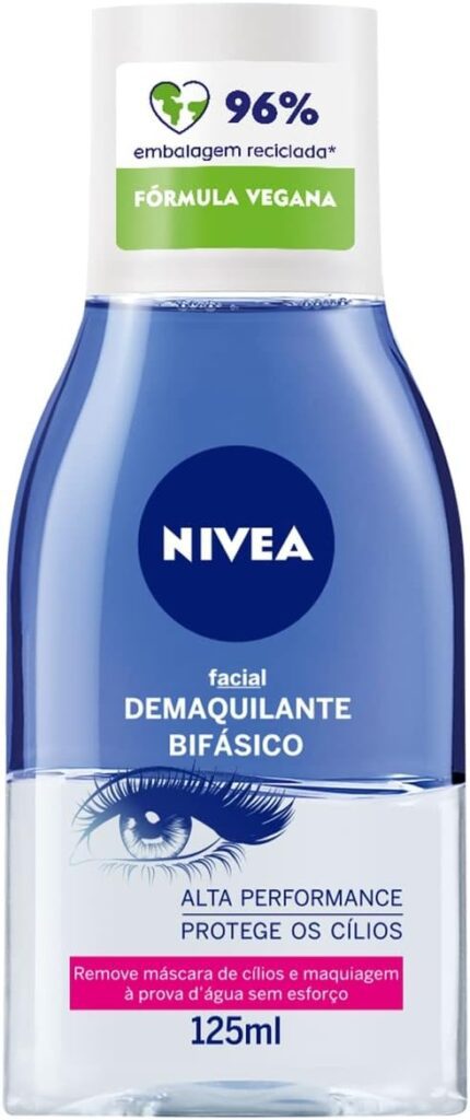 NIVEA Demaquilante Facial Bifásico 125ml - Composto com Óleo de Girassol, retira até a maquiagem à prova d’água, além de não agredir a pele e nem deixar resíduos de produto
