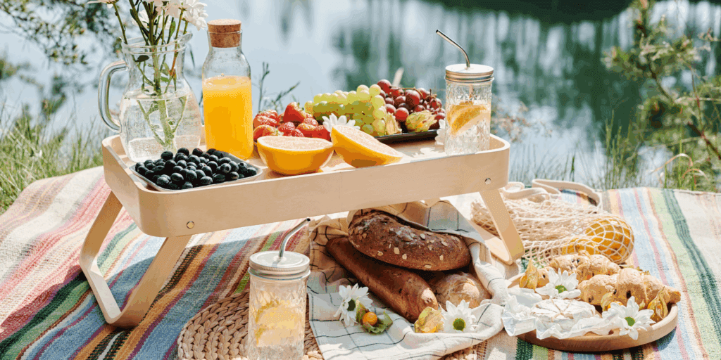 "Alimentos saudáveis e frescos, representando a nutrição como parte do autocuidado físico.