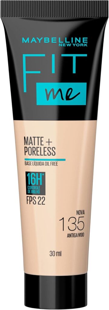 Base Líquida Maybelline NY Fit Me Matte FPS 22 Cor 135 (Antiga N100), 30ml
