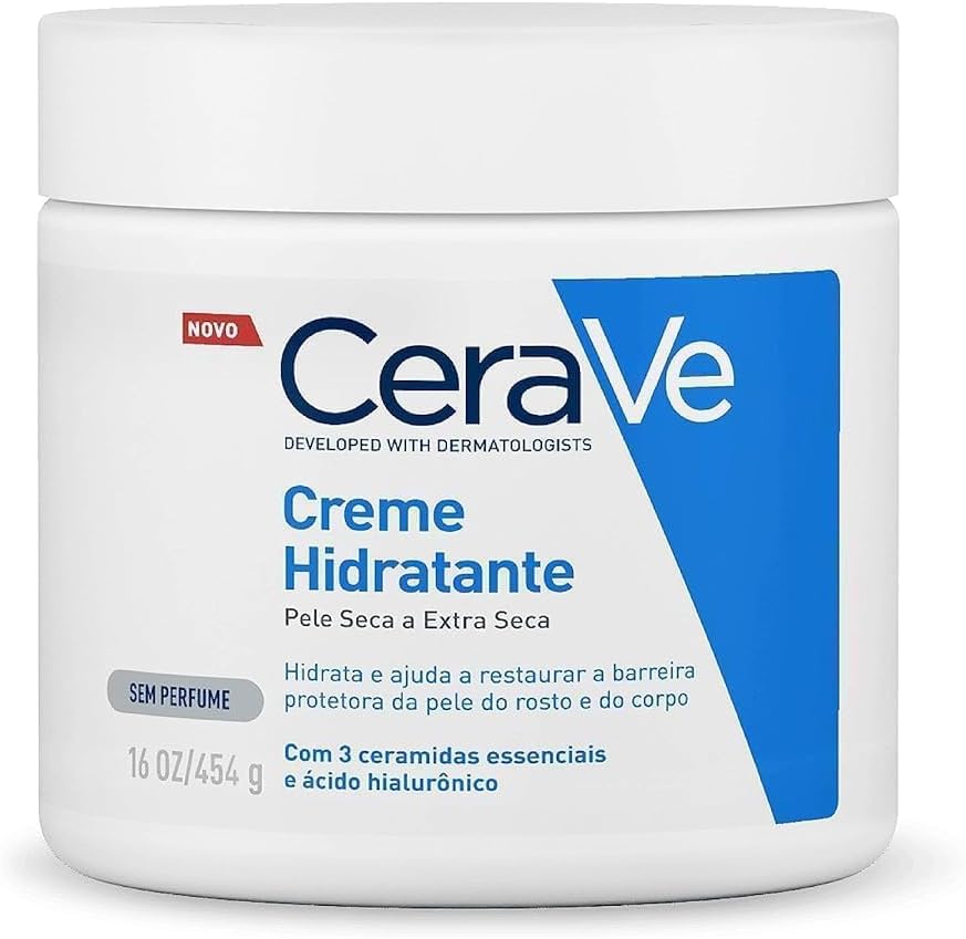 CeraVe Creme Hidratante Corporal, para Pele Seca a Extra Seca, com 3 Ceramidas Essenciais e Ácido Hialurônico, Hidratação Profunda e Duradoura, Tecnologia MVE, Sem Perfume, 453g
