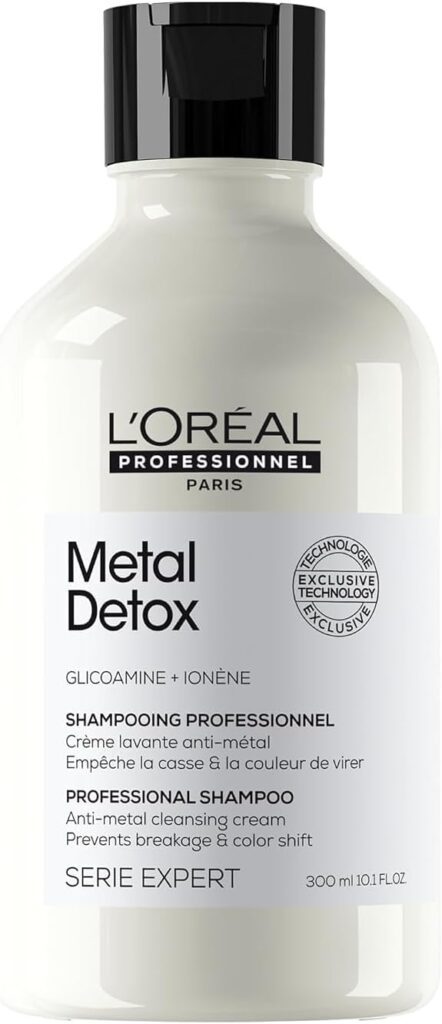 L'Oréal Professionnel Shampoo Metal Detox, para maciez, brilho & sedosidade, maior durabilidade da cor, para cabelos coloridos e danificados, 300ml
