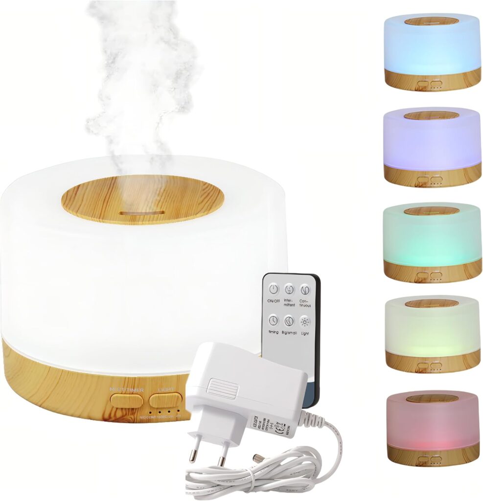 Umidificador Difusor Aromatizador Purificador De Ar 500Ml Ultrassônico Com Controle E Luz De Led 7 Cores Bivolt
