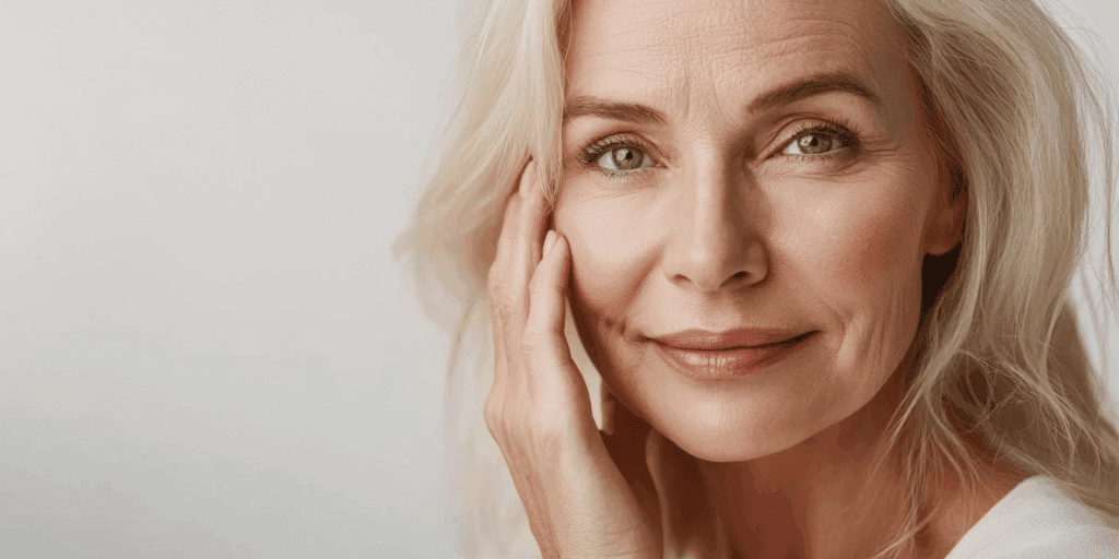 Um close-up extremo de uma pele madura