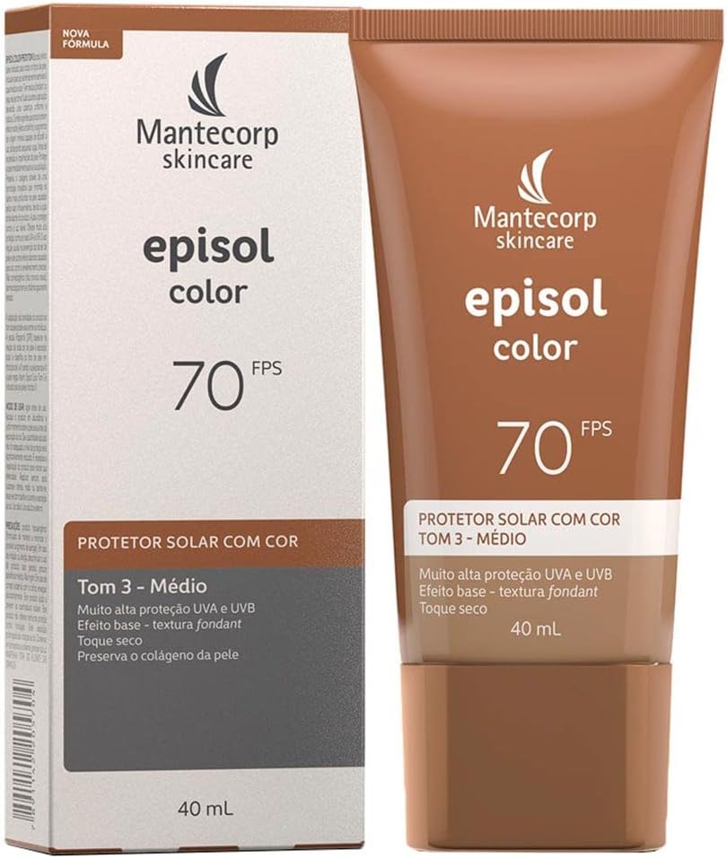 Protetor Solar Episol Color Fps 70 - Base Líquida 40ml - Cobertura Alta e Efeito Matte - Mantecorp