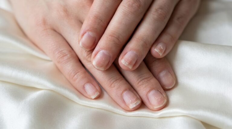 Unhas fracas, descamando e quebradiças devido à falta de hidratação e uso incorreto de produtos químicos.
