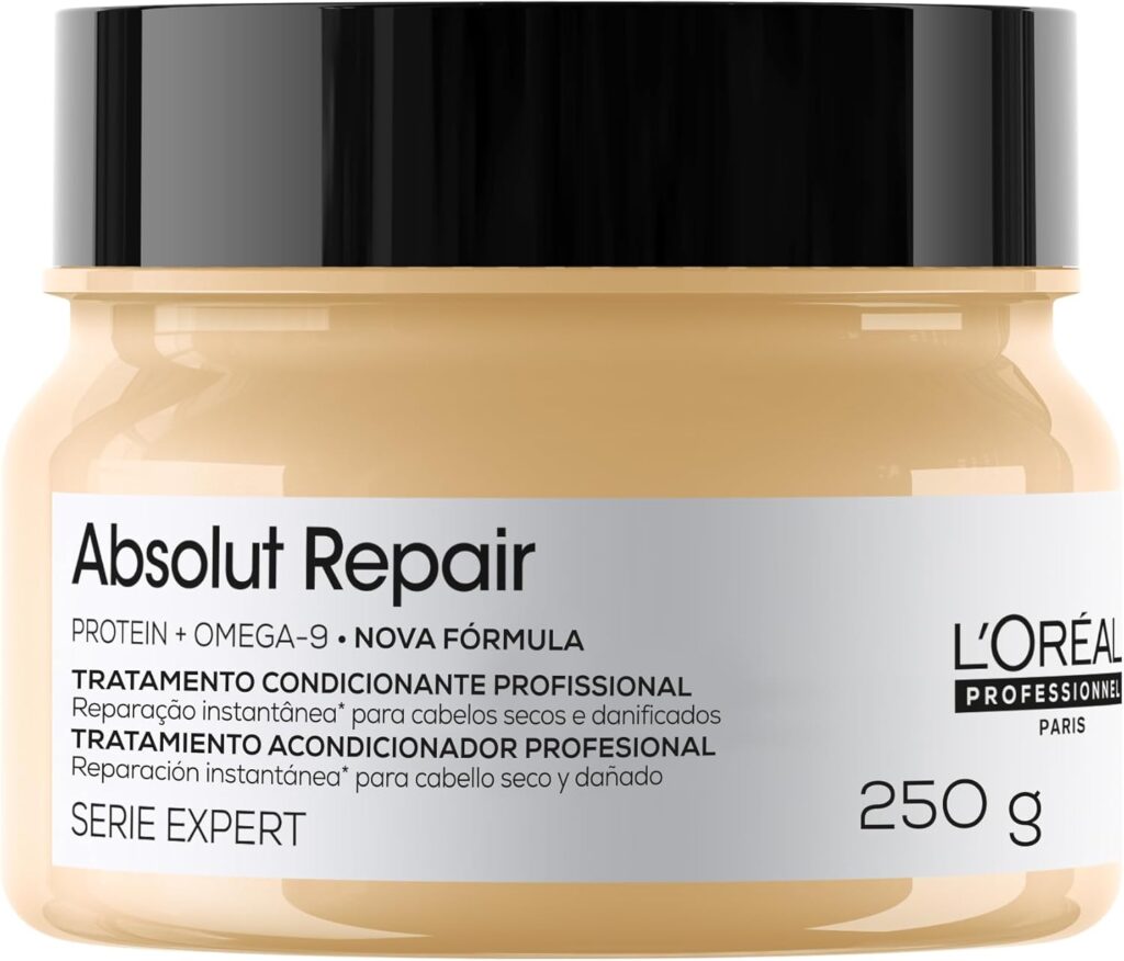 L'Oréal Professionnel Máscara Capilar Absolut Repair, Tratamento Capilar Proteico Para Nutrição Profunda, Hidrata, Repara Danos e Acrescenta Brilho, Para Cabelos Secos e Danificados